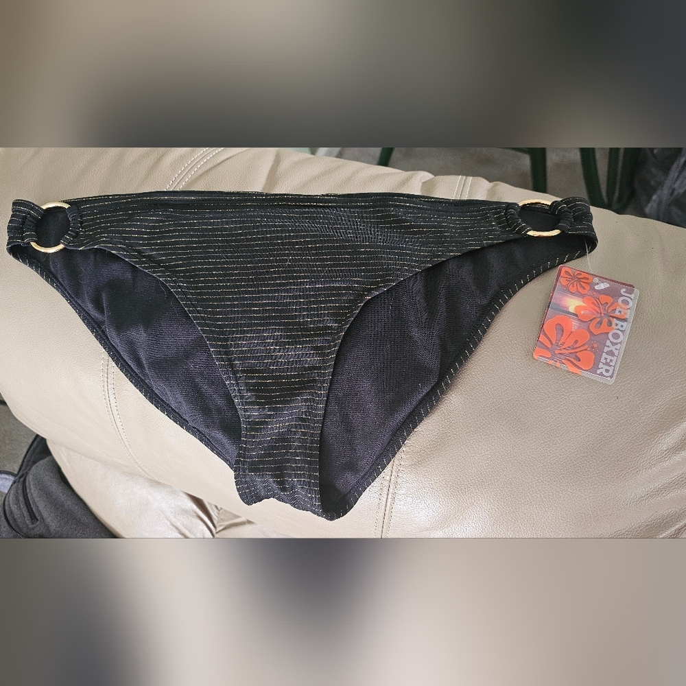 Black and Gold Striped Bikini Bottom